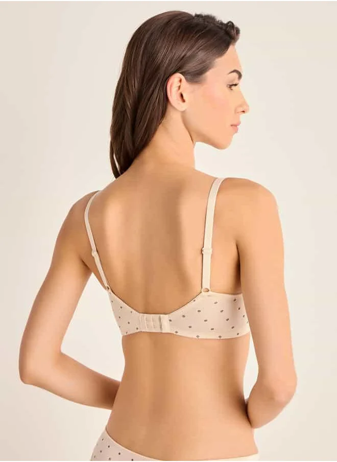 فاف Printed Support Bra with Bow Detail and Adjustable Straps