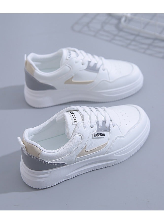 NIBEMINENT Women's Casual & Fashion Sneakers, Letter Patch Color Block Skate Shoes, Low Top Lace Up Shoes  - Image 1