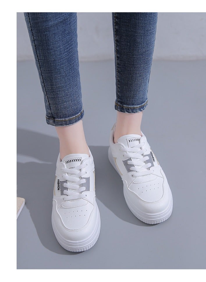 NIBEMINENT Women's Casual & Fashion Sneakers, Letter Patch Color Block Skate Shoes, Low Top Lace Up Shoes  - Image 4
