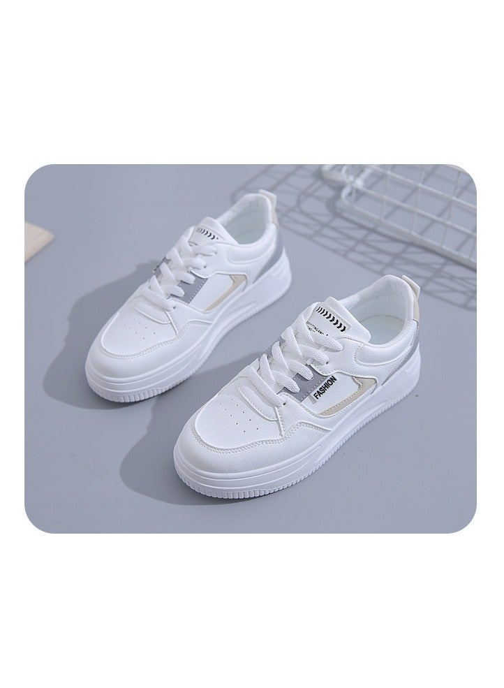 NIBEMINENT Women's Casual & Fashion Sneakers, Letter Patch Color Block Skate Shoes, Low Top Lace Up Shoes  - Image 5