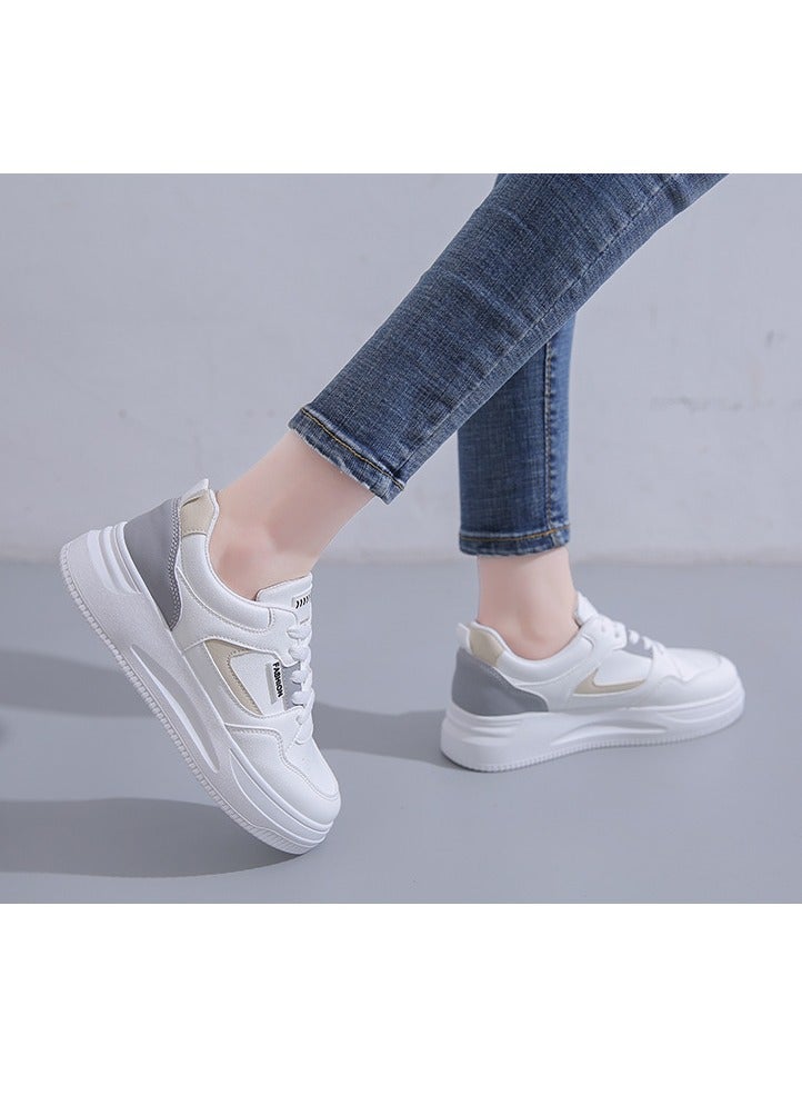 NIBEMINENT Women's Casual & Fashion Sneakers, Letter Patch Color Block Skate Shoes, Low Top Lace Up Shoes  - Image 3