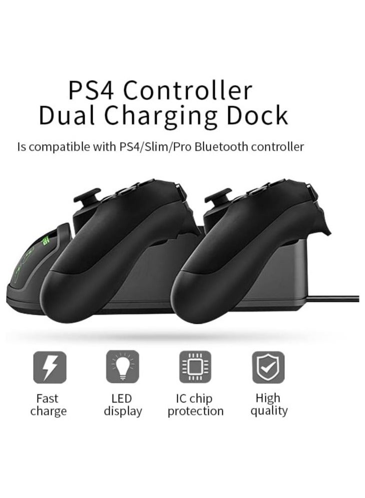 شحن مزدوجة مع كابل USB لذراع التحكم اللاسلكي لجهاز بلايستيشن 4