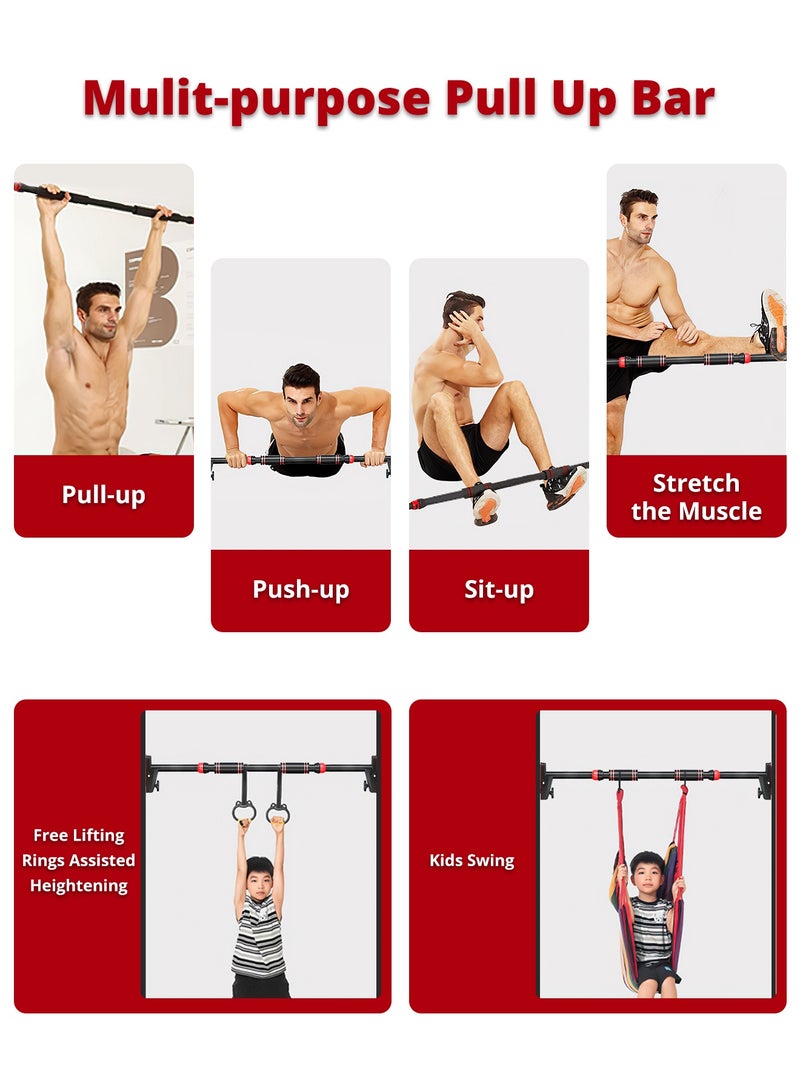 بيت الشاي قضيب السحب الداخلي (74-95)، قضيب سحب داخلي (74-95)، قضيب سحب منزلي وصالة ألعاب رياضية بدون براغي مع عرض قابل للتعديل، قضيب تدريب الجزء العلوي من الجسم المثبت على الحائط، معدات تدريب القوة لتمارين اللياقة البدنية - Image 4