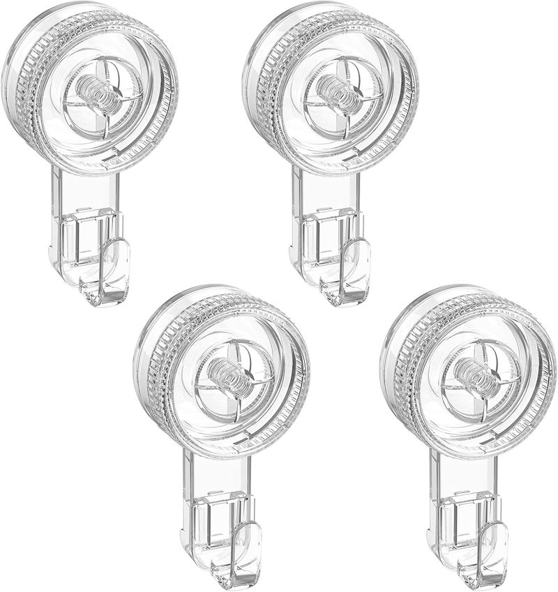 LUXEAR Suction Cup Hooks 4 Pack, Shower Hook Waterproof Vacuum Damage-Free Suction Hangers for Bathroom Kitchen Removable Reusable Suction Holders for Towel Loofah Bathrobe Christmas Wreath Decor​ - Image 1