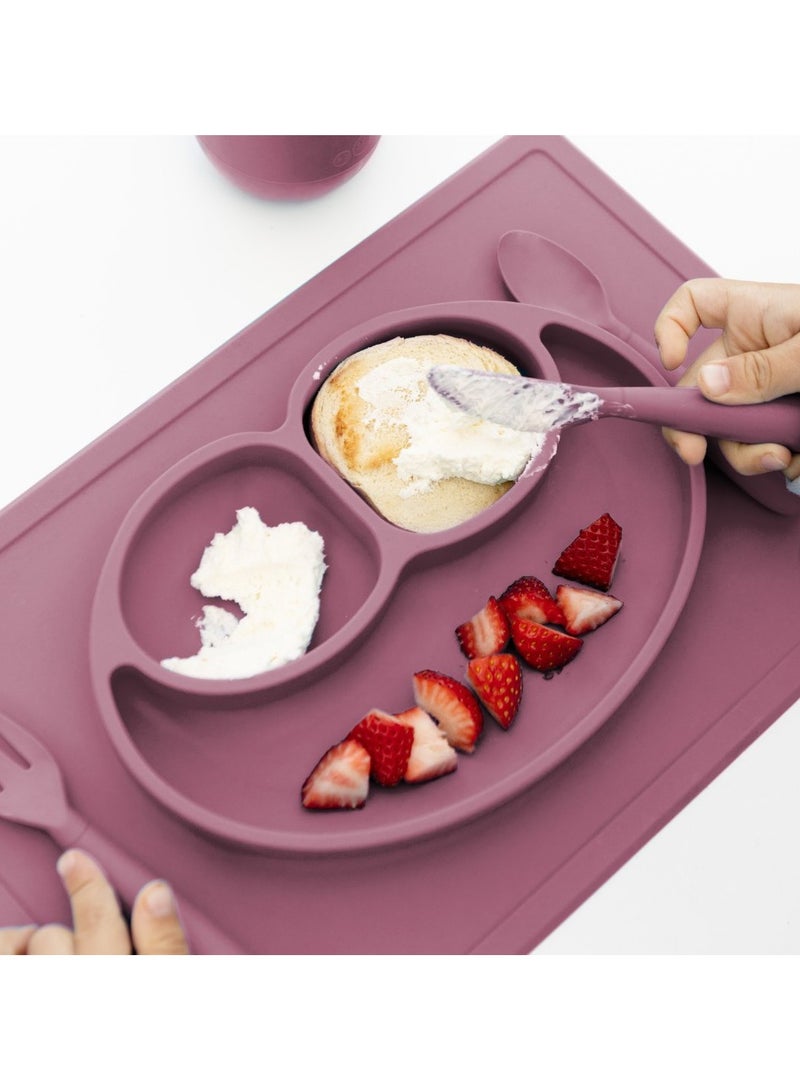 ezpz Happy Utensils - 100% Bpa Free Fork, Spoon & Knife For Toddlers + Preschoolers + Self-Feeding- 24 Months+ - Mauve - Image 2