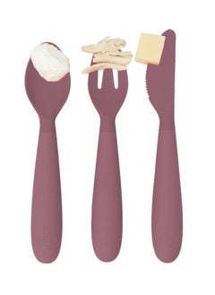 ezpz Happy Utensils - 100% Bpa Free Fork, Spoon & Knife For Toddlers + Preschoolers + Self-Feeding- 24 Months+ - Mauve  - Image 5