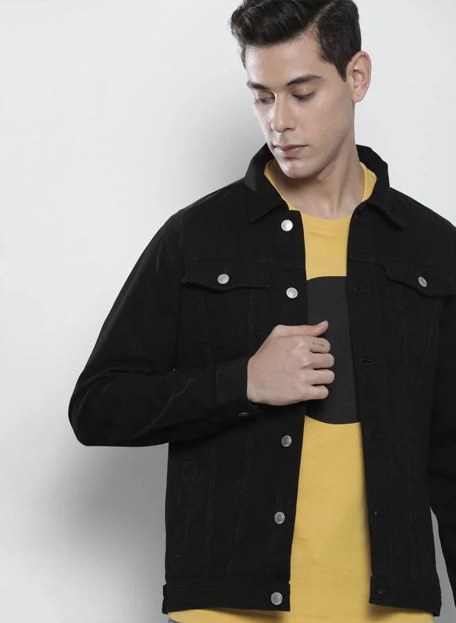 ذا انديان كراج كو The Indian Garage Co Men Slim Fit Solid Round Neck Long Sleeves Jacket