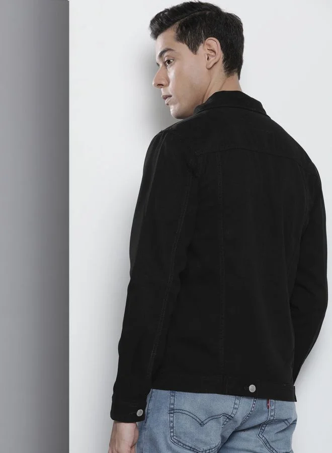 ذا انديان كراج كو The Indian Garage Co Men Slim Fit Solid Round Neck Long Sleeves Jacket