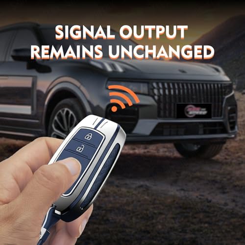 SHOPOFLUX Metal Key Cover Compatible with Toyota Innova Crysta, Hilux, Invicto 2 Button Smart Only (Metal Blue Silicone) - Image 3