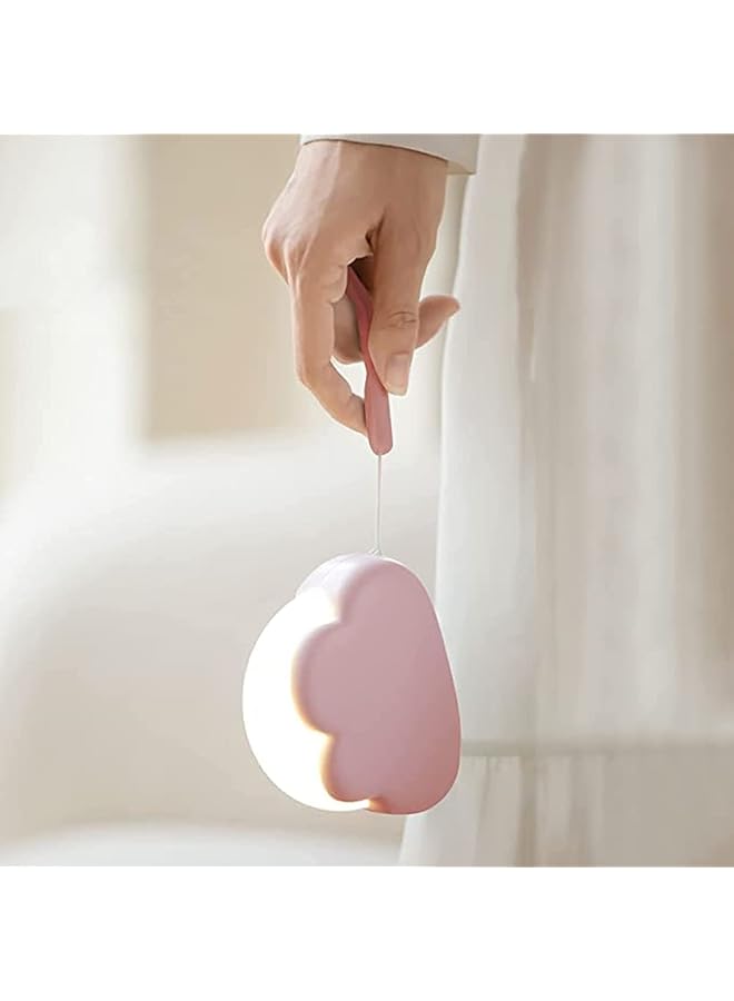 The Bros Cloud Kids Night Light, Cute Nursery Light for Baby, Bedroom Night Light with 2-color Dimmable, USB Rechargeable, Portable, LED with Silicone Detachable Lanyard, Camping Lamp (Pink) - Image 1