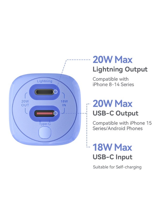 فينشن - بنك طاقة VENTION 5000 مللي أمبير في الساعة (USB-C + Lightning) مؤشر ضوء أزرق 20 وات نوع الموديل # FHWL0 - Image 1