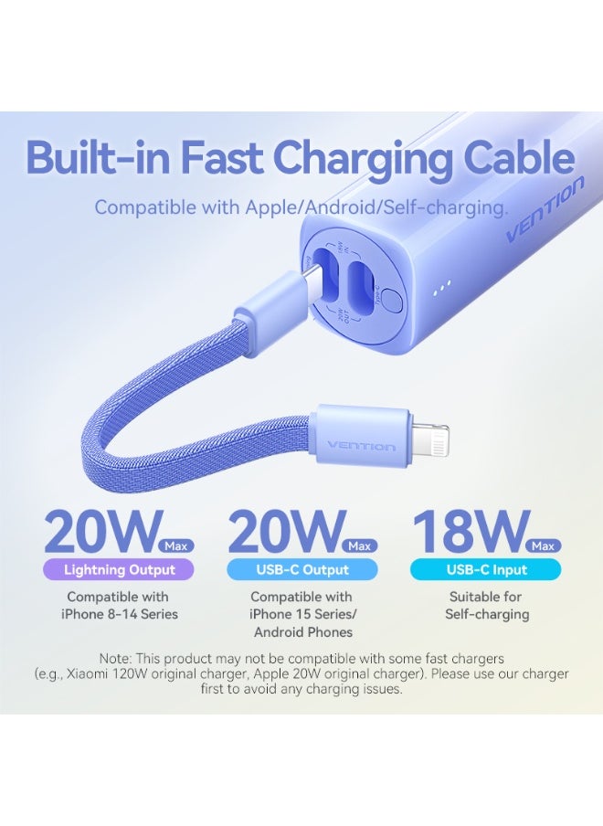 فينشن - بنك طاقة VENTION 5000 مللي أمبير في الساعة (USB-C + Lightning) مؤشر ضوء أزرق 20 وات نوع الموديل # FHWL0 - Image 1