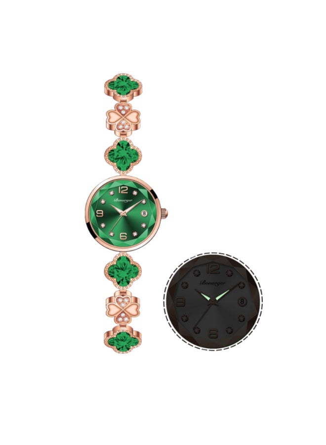 BONARGER Four-Leaf Clover Waterproof Women's Watch, a Stylish and Luxurious Quartz Bracelet Watch - Image 1