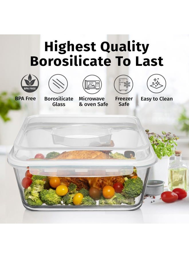 Razab 28 Cup/ 220 oz LARGE Glass Food Storage Container with Locking Lid. Ideal for Storing food, Vegetables or Fruits. Baking Casserole, Lasagna, Baking, Roasting chicken & lot of other tasty Food BPA Free - Image 5