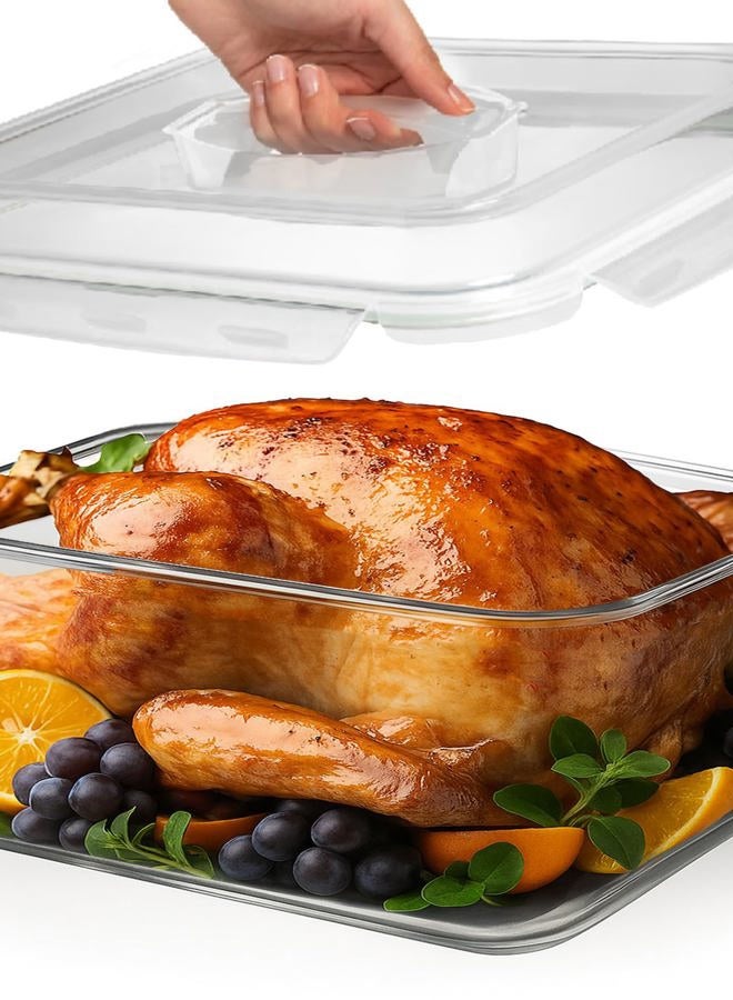Razab 28 Cup/ 220 oz LARGE Glass Food Storage Container with Locking Lid. Ideal for Storing food, Vegetables or Fruits. Baking Casserole, Lasagna, Baking, Roasting chicken & lot of other tasty Food BPA Free - Image 1