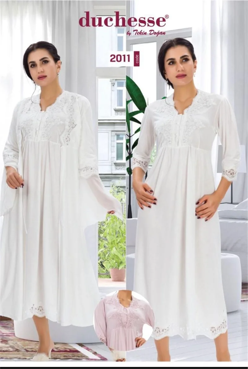 Duchesse 2011 Pregnant Postpartum Dressing Nightgown Set-Ecru