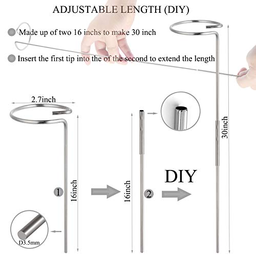 RAIKEDR 30 Inch Or 16 InchPlant Stakes for Flowers - 5 Pack (DIY), Stainless Steel Garden Tall Single Stem Support Stake Plant Cage Support Rings with Adjustable Height Fit Flowers, Plant Stable - Image 2