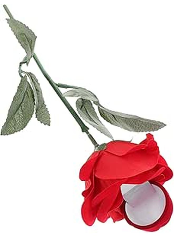 Plush Red Rose Ring Holder Jewelry Box Earring Organizer Gift - Image 1