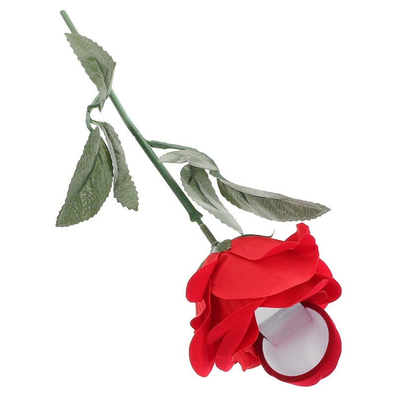 Plush Red Rose Ring Holder Jewelry Box Earring Organizer Gift - Image 2
