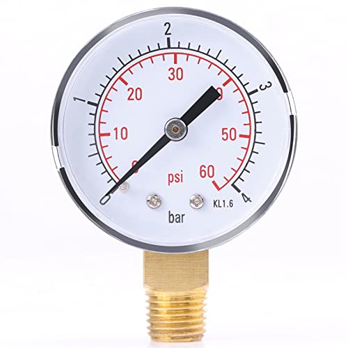 Nurnesy Reliable Mechanical Water Pressure Gauge with Dual Scale and 3/4 Adaptor.Mechanical Pressure Gauge for Gas and Water, 0-4 Bar, 0-60 Psi, NPT, Nurnesyeqy354d0g8 - Image 1
