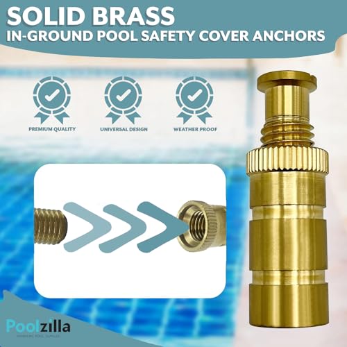 Poolzilla Pool Safety Cover Brass Anchors for Concrete and Pavers - 5 Pack - Universal Fit - Image 3