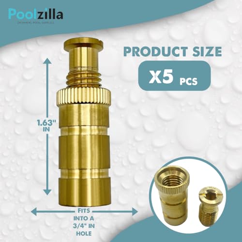 Poolzilla Pool Safety Cover Brass Anchors for Concrete and Pavers - 5 Pack - Universal Fit - Image 2