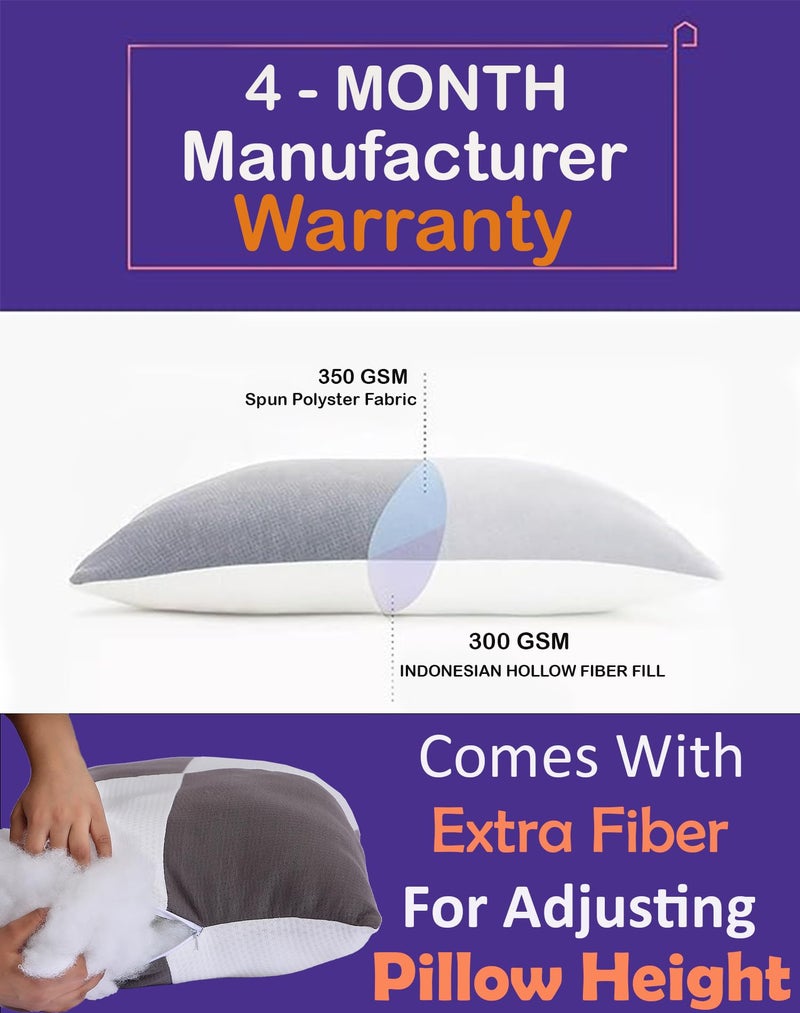 VYBBA Microfiber Height Adjustable Hollow Fibre Sleeping Pillow with Zip | Pillows Set of 4 (White and Red, 27 X 17 Inches) | Pillows with 4 Month-Warranty - Image 4