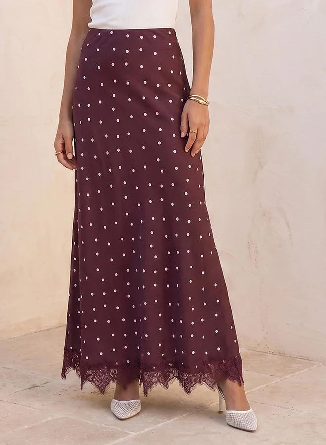 Splash FAV Youth Polka Dot Print A-line Skirt with Zip Closure