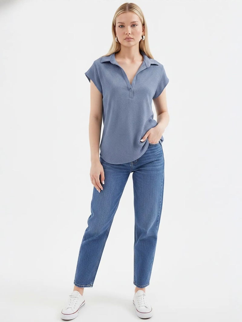 BIG DART BDART Textured Sleeveless Polo Blouse - Image 2