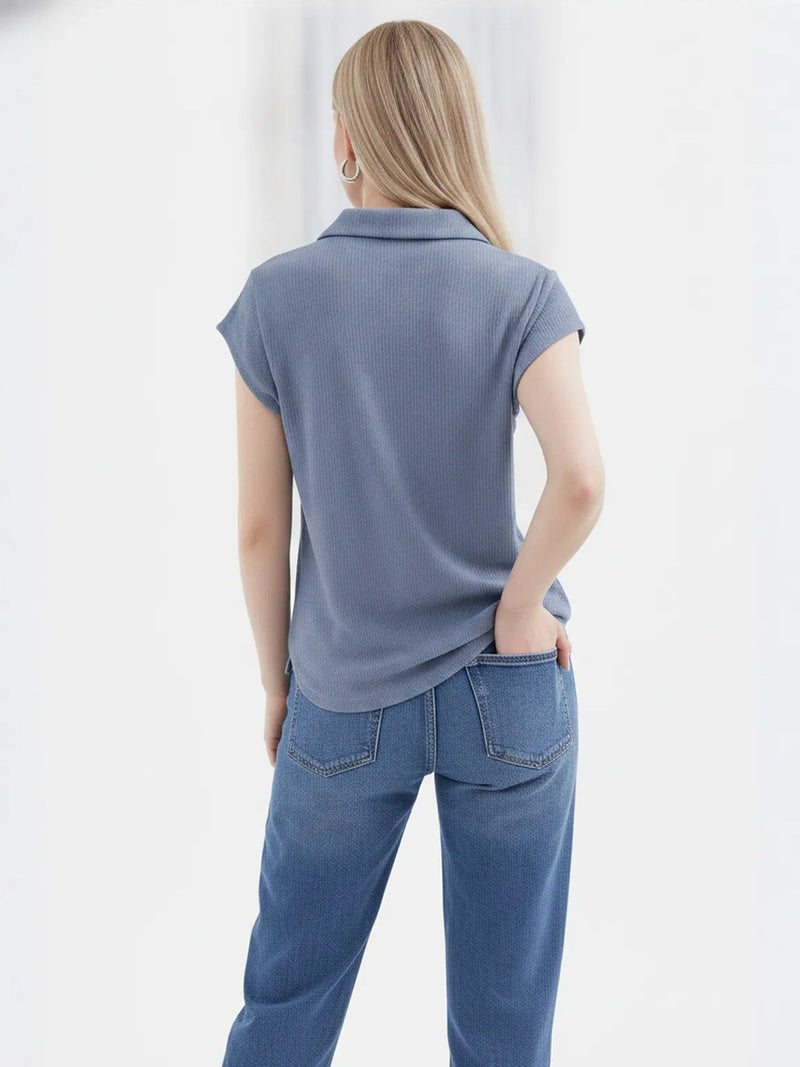 BIG DART BDART Textured Sleeveless Polo Blouse - Image 3