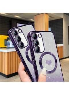 ShebSheb for Samsung Galaxy S23 Case Glitter, Clear Magnetic Phone Cases with Camera Lens Protector [Compatible with MagSafe] Bling Sparkle Plating Soft TPU Slim ShockProof Protective Cover  - Image 4