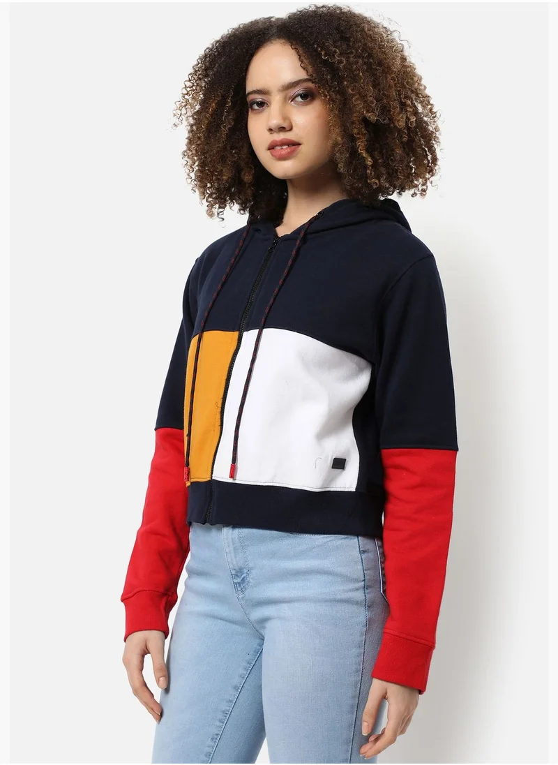 Campus Sutra Color block Sweatshirt