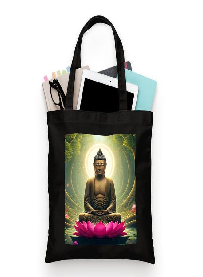 PrintingZone Buddha Canvas Printed Tote Bag For Women | Zipper & Pouch | Shopping/Grocery Bag | Multi-Purpose Bag | Reusable Eco-Friendly Cotton Handbags, Canvas Tote Bags For College(TB55) - Image 1