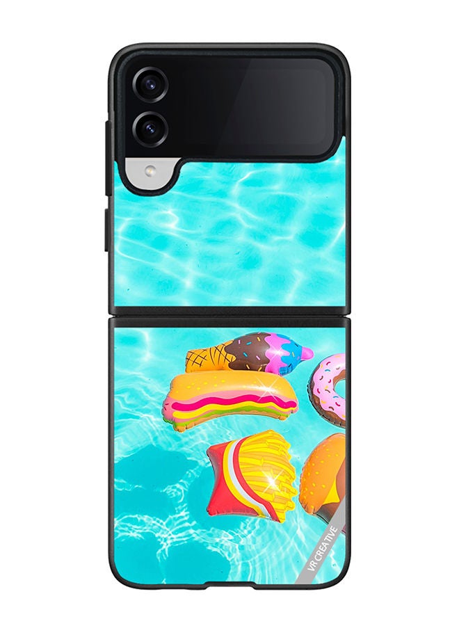 VR CREATIVE Protective Case Cover For Samsung Galaxy Z Flip4 Food Chill Design Multicolour - Image 1