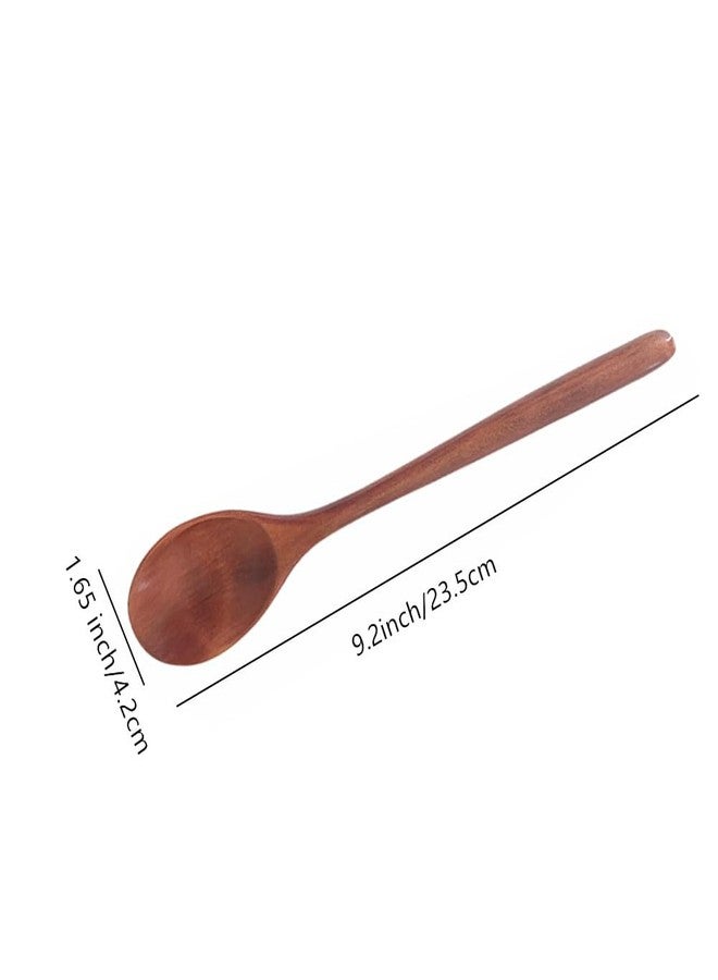 Ebonee Long Handle Wooden Spoons for Eating, 9.2 Inch Wood Soup Spoons for Mixing Stirring, Handmade Retro Honey Jar Table Spoons Teaspoon Tea Coffee Spoon (3 Pack) - Image 2