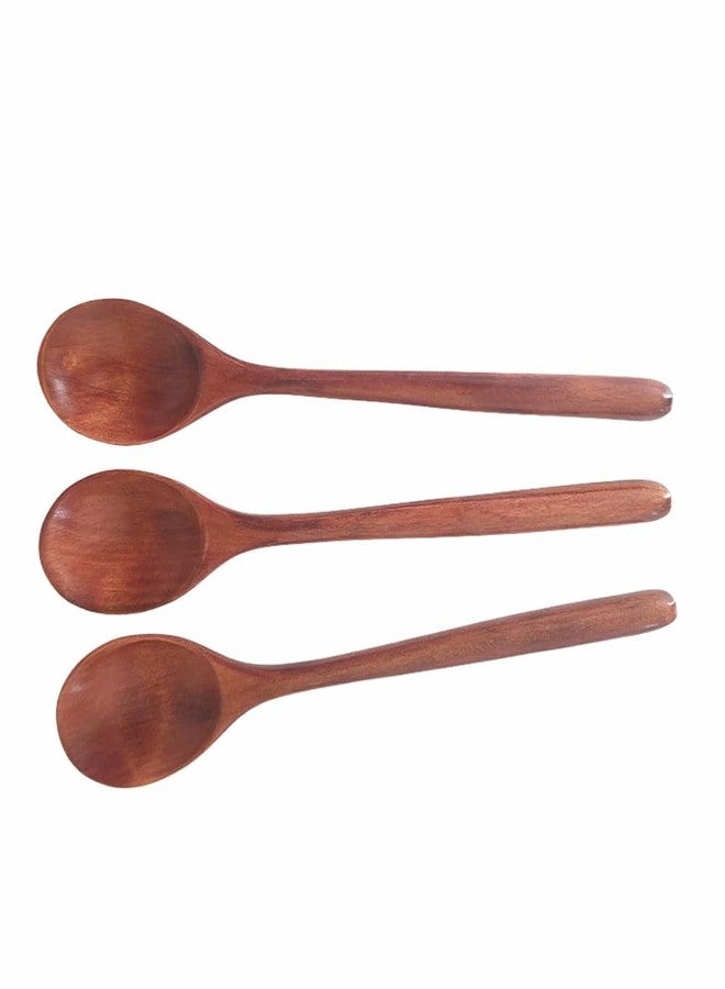 Ebonee Long Handle Wooden Spoons for Eating, 9.2 Inch Wood Soup Spoons for Mixing Stirring, Handmade Retro Honey Jar Table Spoons Teaspoon Tea Coffee Spoon (3 Pack) - Image 1