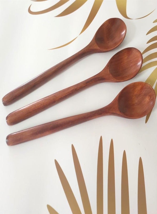 Ebonee Long Handle Wooden Spoons for Eating, 9.2 Inch Wood Soup Spoons for Mixing Stirring, Handmade Retro Honey Jar Table Spoons Teaspoon Tea Coffee Spoon (3 Pack) - Image 4