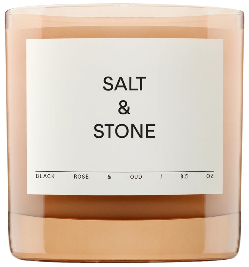 SALT STONE Scented Candle for Women Men HandPoured Aromatic Fragrant Coconut Soy Blend Wax 100 Cotton Wick LongLasting 50 Hour Burn Time 85 oz Black Rose Vetiver