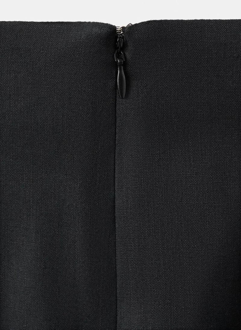 Mango Midi Skirt In A Linen-Cotton Blend