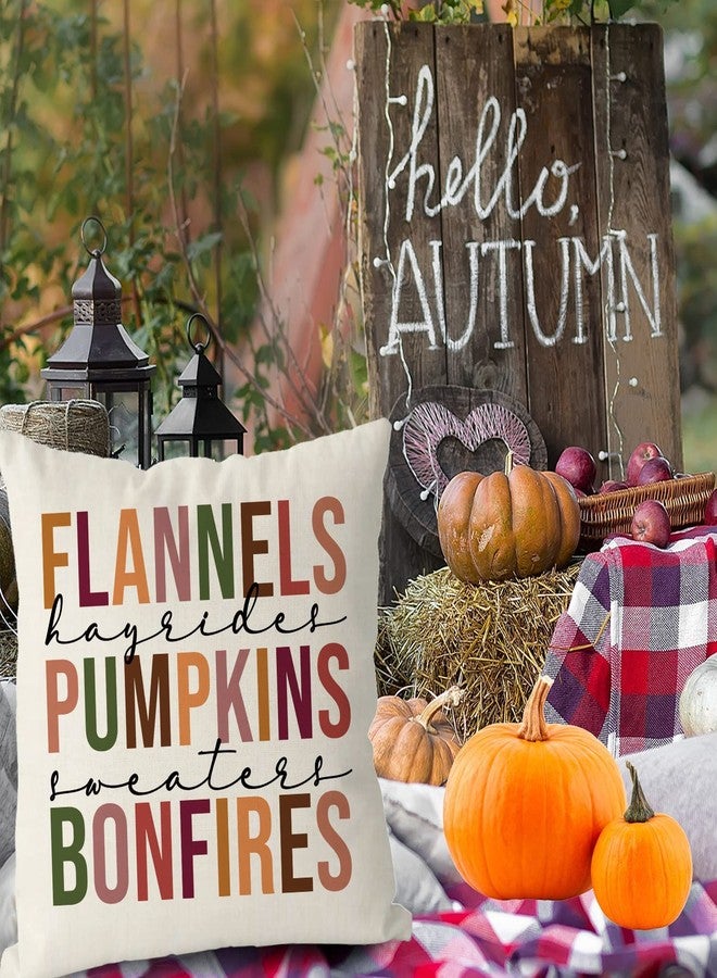 GAGEC Fall Pillow Covers 18x18 Inch Flannels Pumpkins Bonfires Autumn Harvest Holiday Pillows Case Linen Farmhouse Sofa Bedroom Throw Cushion Cover Decoration - Image 2