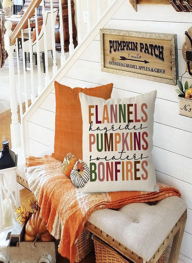 GAGEC Fall Pillow Covers 18x18 Inch Flannels Pumpkins Bonfires Autumn Harvest Holiday Pillows Case Linen Farmhouse Sofa Bedroom Throw Cushion Cover Decoration - Image 4