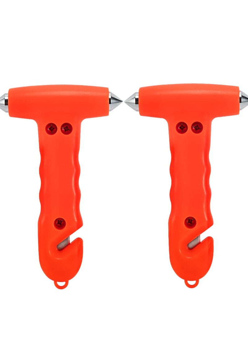 2-Pack Car Safety Hammer with Window Breaker & Seat Belt Cutter - Emergency Escape Tool for Auto Accidents, Family Rescue & Emergency Situations in Striking Red - Image 1