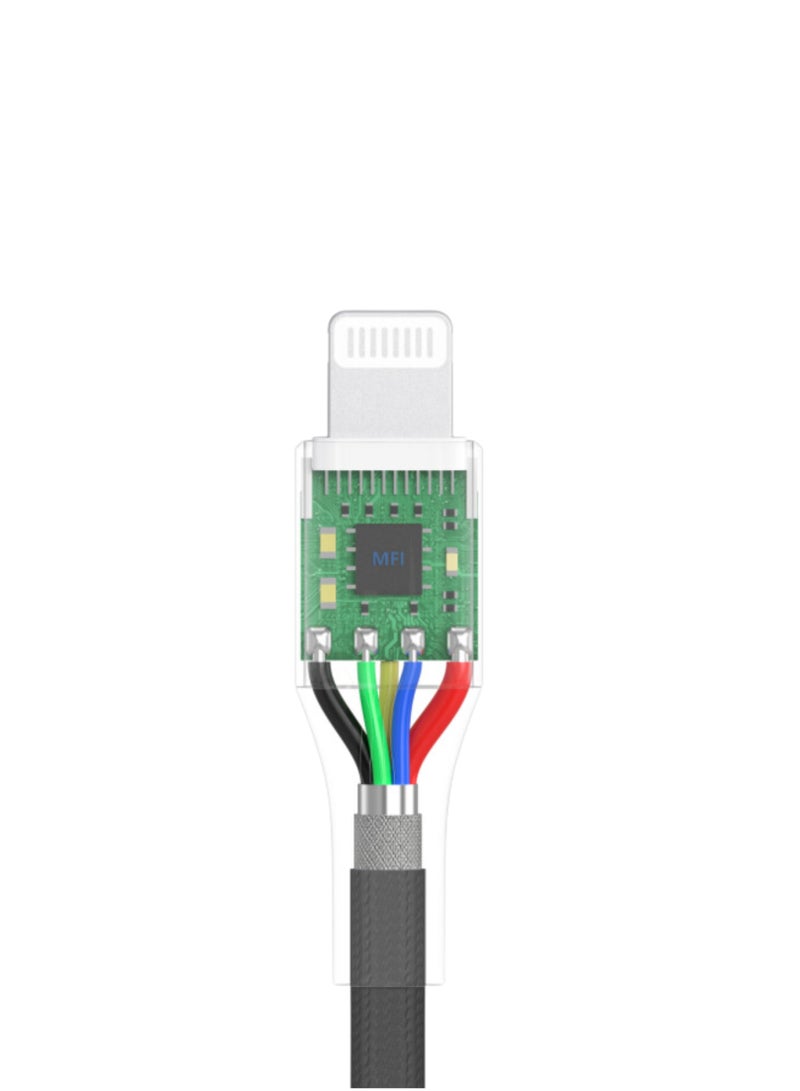 Huntkey L03 - USB C to lightning, MFI approved Cotton Braided Aluminum Shell Fast Charging Cable iPhone 14 13 12 11 Pro, iPad, iPod Current: 3A, 1.5M - Image 3