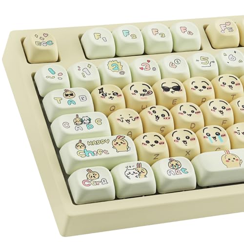 Hyekit PBT Keycaps MOA Profile Chiikawa Usagi Cute Keycaps 136 Keys Dye-Sublimation Kawaii Keycap Set for Cherry MX Magnetic Switches Mechanical Keyboard - Image 1