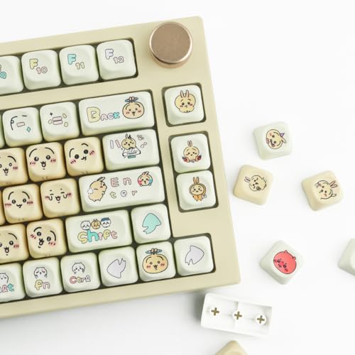 Hyekit PBT Keycaps MOA Profile Chiikawa Usagi Cute Keycaps 136 Keys Dye-Sublimation Kawaii Keycap Set for Cherry MX Magnetic Switches Mechanical Keyboard - Image 2