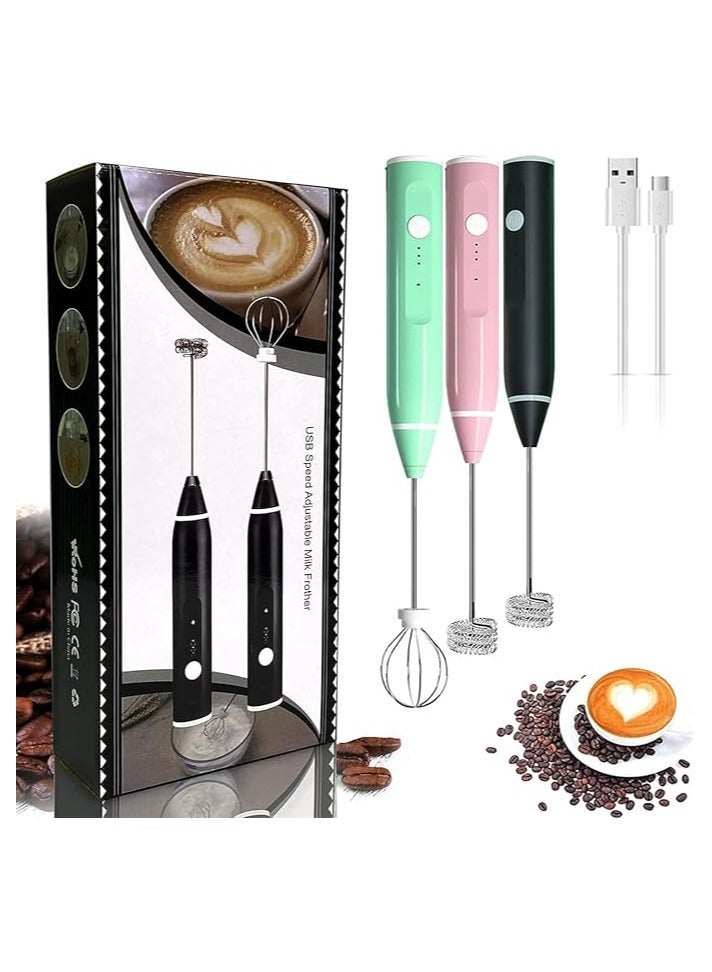 Milk Handheld USB Rechargeable Electric Foam Maker with 2 Stainless Whisks, White - Image 2