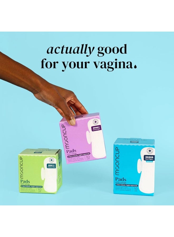 Mooncup Maxi Night+Flow Ultra Soft Organic Cotton Pads With Wings Extra Long 10 Pads - Image 4