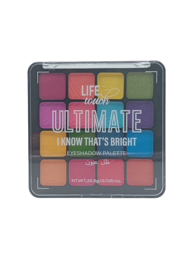 LIFE touch Ultimate Bright Eyeshadow Palette - 16 Highly Pigmented Colors, Long-Lasting Finish - Image 3