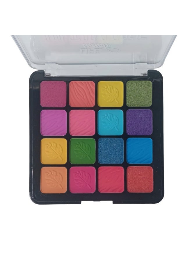 LIFE touch Ultimate Bright Eyeshadow Palette - 16 Highly Pigmented Colors, Long-Lasting Finish - Image 1