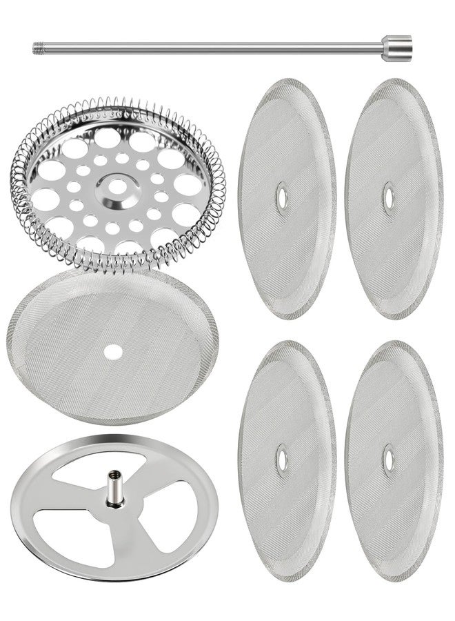 AUUTI 9-Piece French Press Filter Replacements Set - Stainless Steel Plunger and Screens for 34oz/3.75in Press, Includes Spiral and Cross Disk - Image 1
